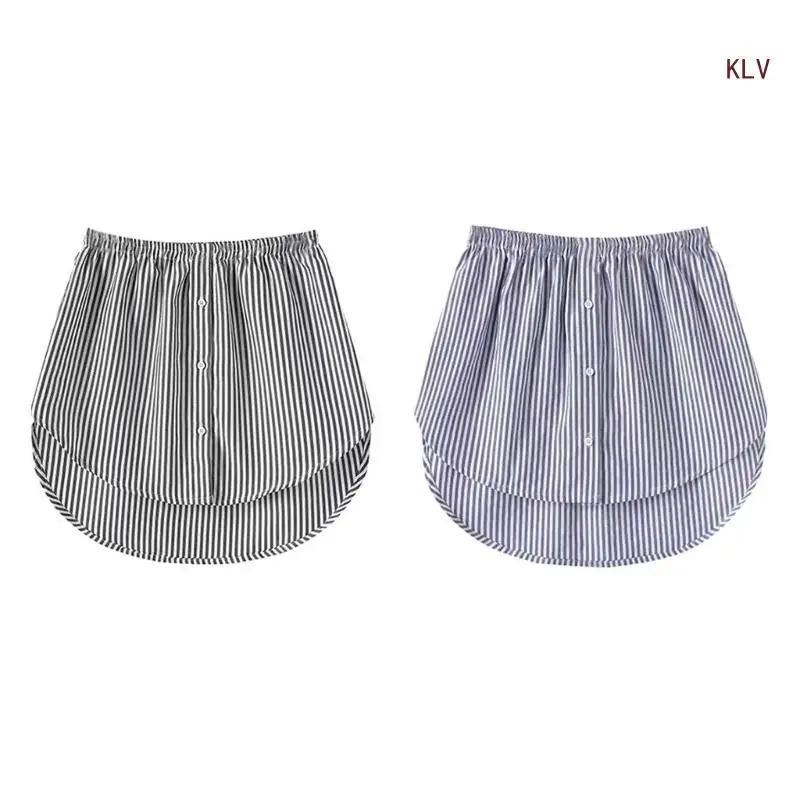 

Adjustable Layering Striped Fake Top Lower Skirt A-Line Half Length Mini Skirt Hemline Shirt Extender for Women