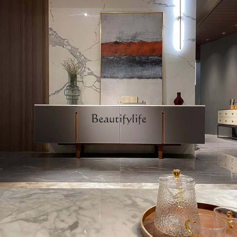 Simple paint marble TV cabinet creative art solid wood master design living room cabinet
Simple paint marble TV cabinet creative art solid wood master design living room cabinet