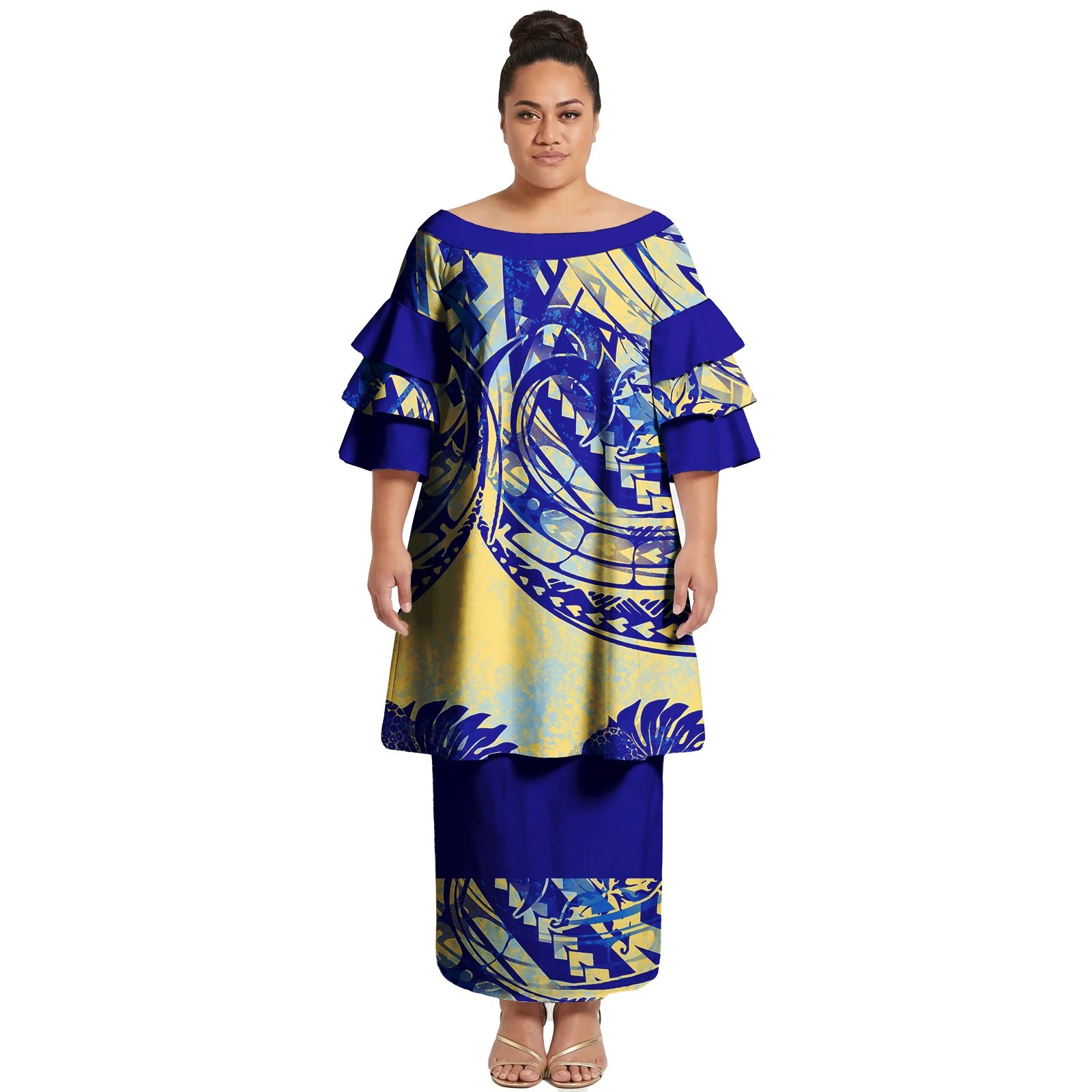 Low MOQ Polynesian Plus Size Petal Sleeve Puletasi Hawaiian Print Elegant Ladies Dress Tribal Design Samoan Puletasi for Women
Low MOQ Polynesian Plus Size Petal Sleeve Puletasi Hawaiian Print Elegant Ladies Dress Tribal Design Samoan Puletasi for Women