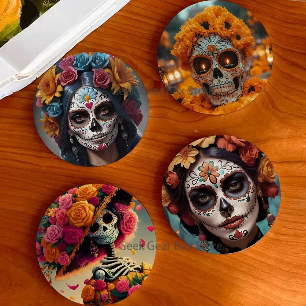 Mexican Catrina Skull Day of the Dead 2D Pattern round Wooden Coaster Decorative Coffee Cup for Use in Coffee Shop Bar Wine Beer
Mexican Catrina Skull Day of the Dead 2D Pattern round Wooden Coaster Decorative Coffee Cup for Use in Coffee Shop Bar Wine Beer
