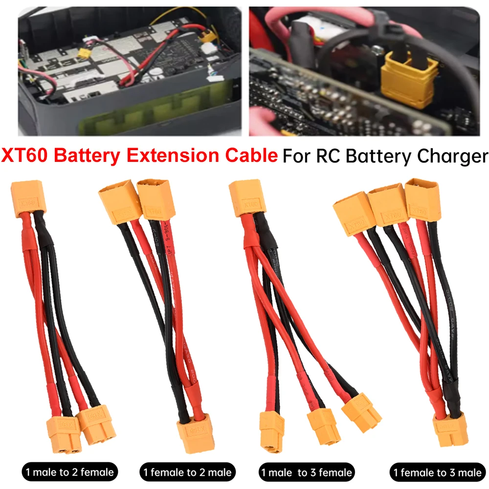 XT60 Male/Female Cable Parallel Battery Connector 2-Way 3-Way 14AWG Silicone Wire Extension Y Splitter for Battery Charger Motor
XT60 Male/Female Cable Parallel Battery Connector 2-Way 3-Way 14AWG Silicone Wire Extension Y Splitter for Battery Charger Motor