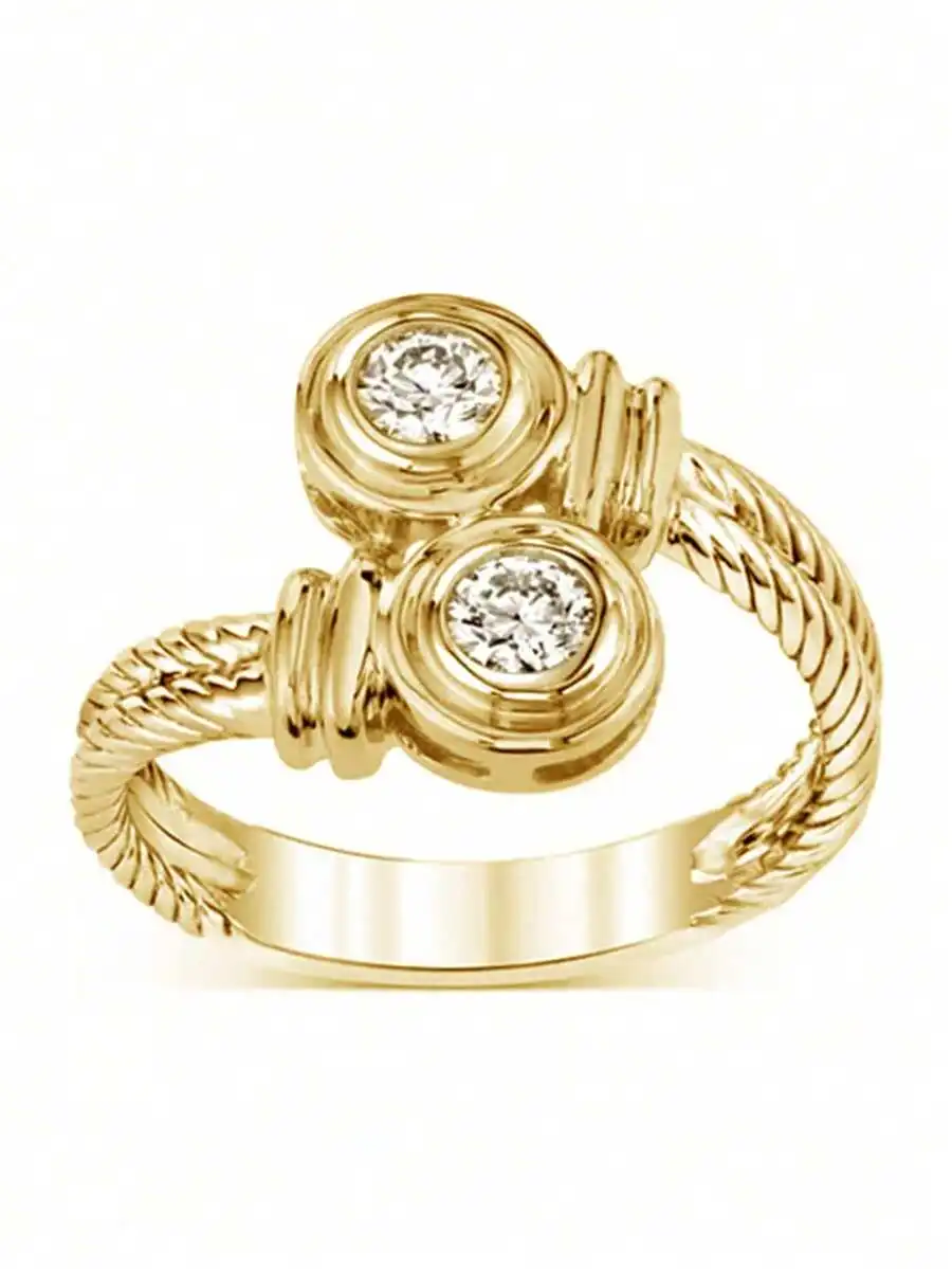 Fashion Cubic Zirconia Double Stone Ring For Women, Adjustable Rope Design For Engagement Anniversary Party
Fashion Cubic Zirconia Double Stone Ring For Women, Adjustable Rope Design For Engagement Anniversary Party