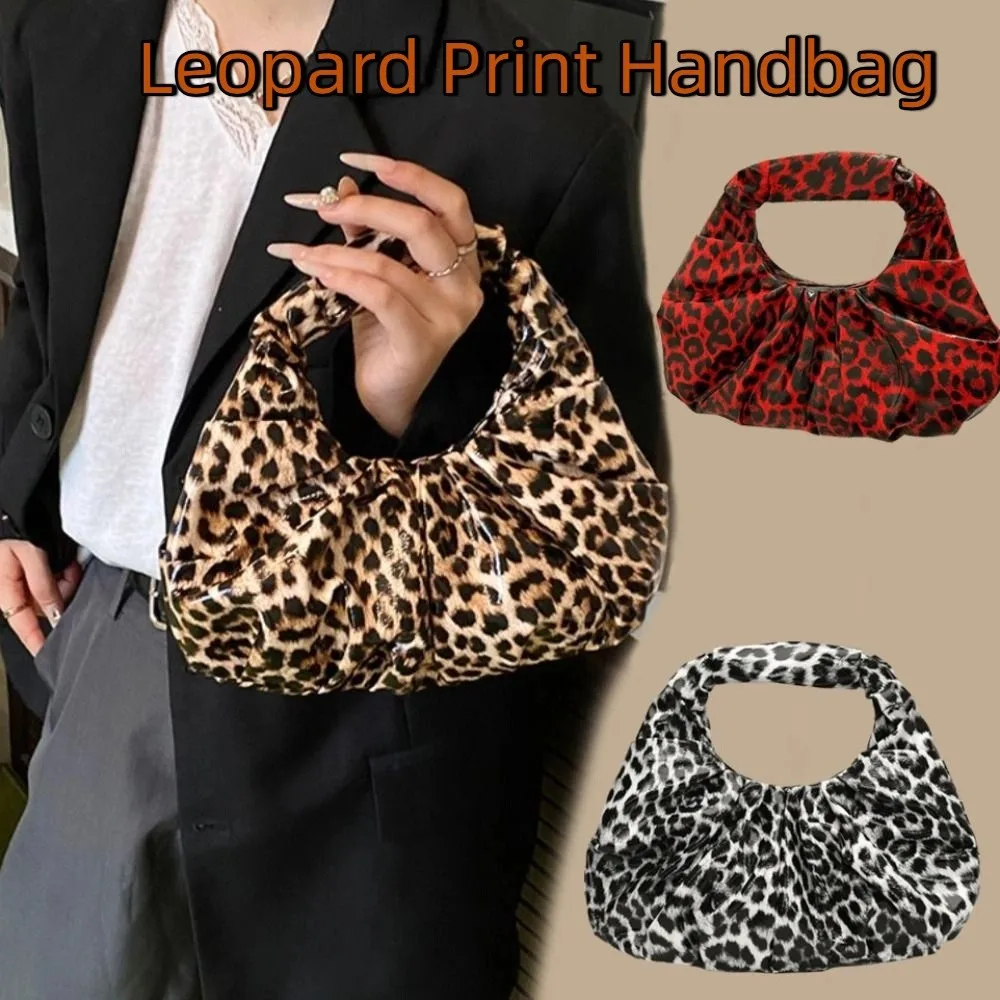 Simple Pu Leopard Print Handbag Purse Cloud Bag Pu Leather Handbag Fashionable Black Underarm Bag Students 
Simple Pu Leopard Print Handbag Purse Cloud Bag Pu Leather Handbag Fashionable Black Underarm Bag Students