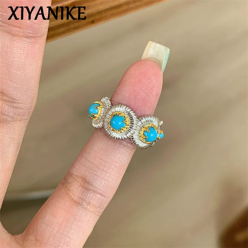 XIYANIK Classic Turquoise Flower Daisy Adjustable Finger Rings For Women Retro Fashion New Jewelry Gift Party Wholesale anillos
XIYANIK Classic Turquoise Flower Daisy Adjustable Finger Rings For Women Retro Fashion New Jewelry Gift Party Wholesale anillos