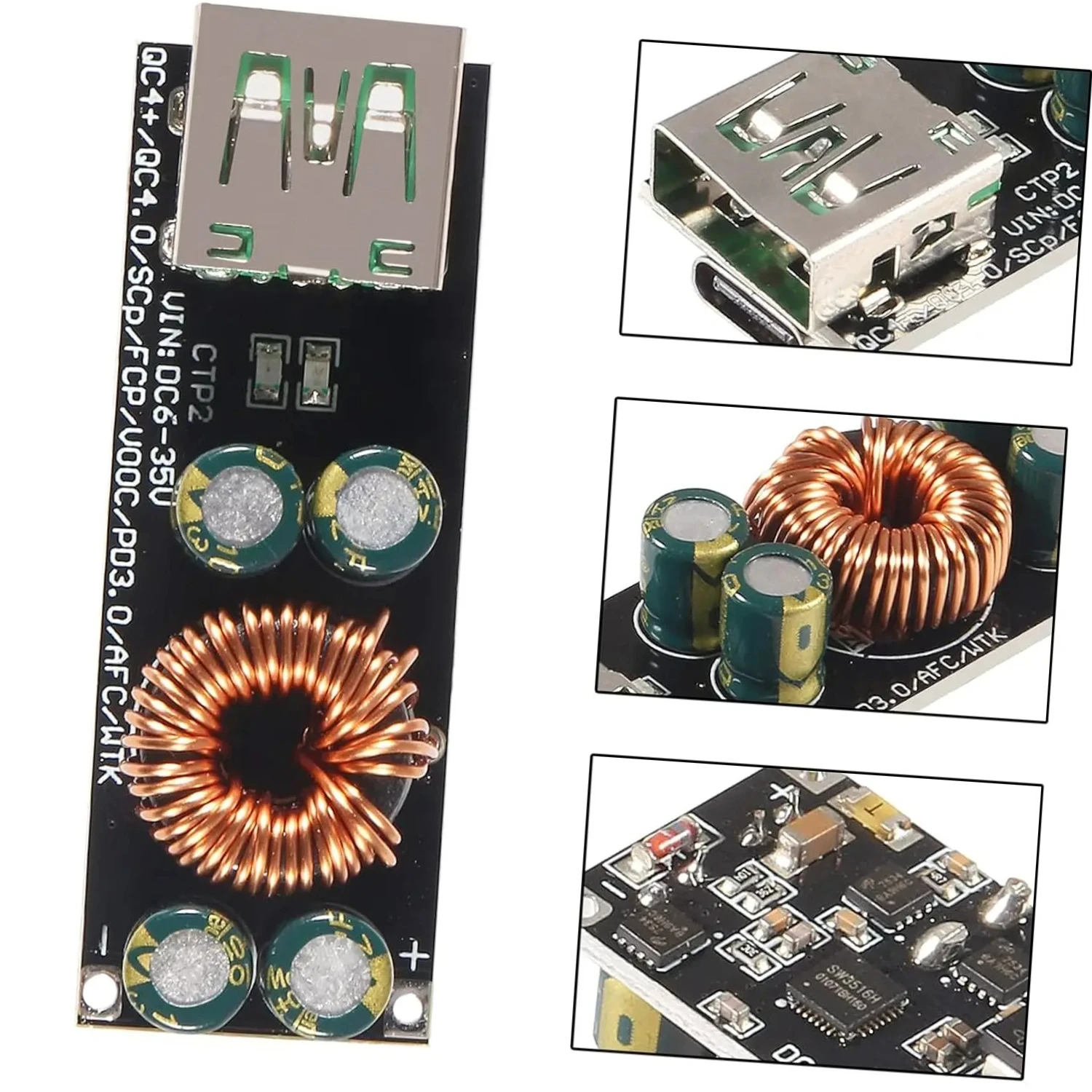 3516/3518 QC4.0 QC3.0 USB Type-C Fast Charger Module – DC 6-35V Step-Down Buck Converter, Supports Apple iPhone PD & Qualcomm
3516/3518 QC4.0 QC3.0 USB Type-C Fast Charger Module – DC 6-35V Step-Down Buck Converter, Supports Apple iPhone PD & Qualcomm