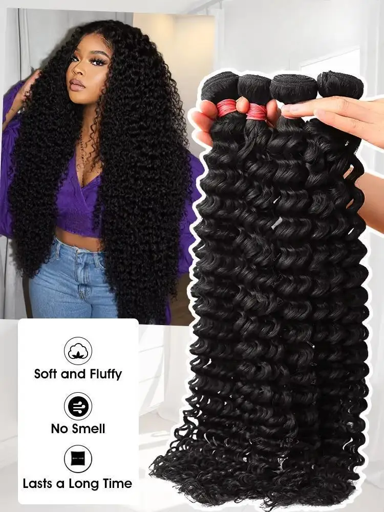 Deep Curly Human Hair Bundles Double Weft 26Inch Remy Unprocessed Raw Virgin Human Hair Deep Wave Extensions 3 4 Bundles
Deep Curly Human Hair Bundles Double Weft 26Inch Remy Unprocessed Raw Virgin Human Hair Deep Wave Extensions 3 4 Bundles