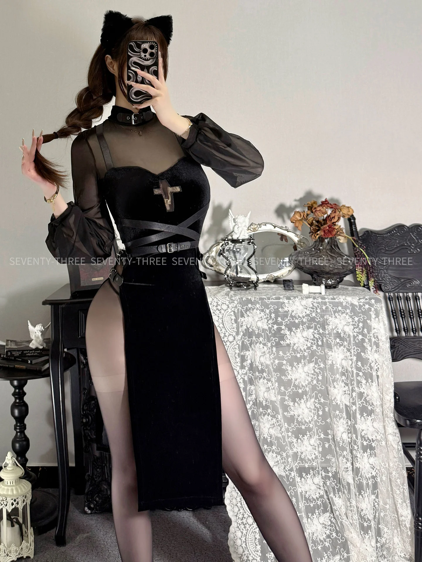 Anime Lady Dark Nun Battle Mesh Velvet Sexy High Fork Dresses Costume Women Cheongsam Uniform Game Cosplay Dress
Anime Lady Dark Nun Battle Mesh Velvet Sexy High Fork Dresses Costume Women Cheongsam Uniform Game Cosplay Dress