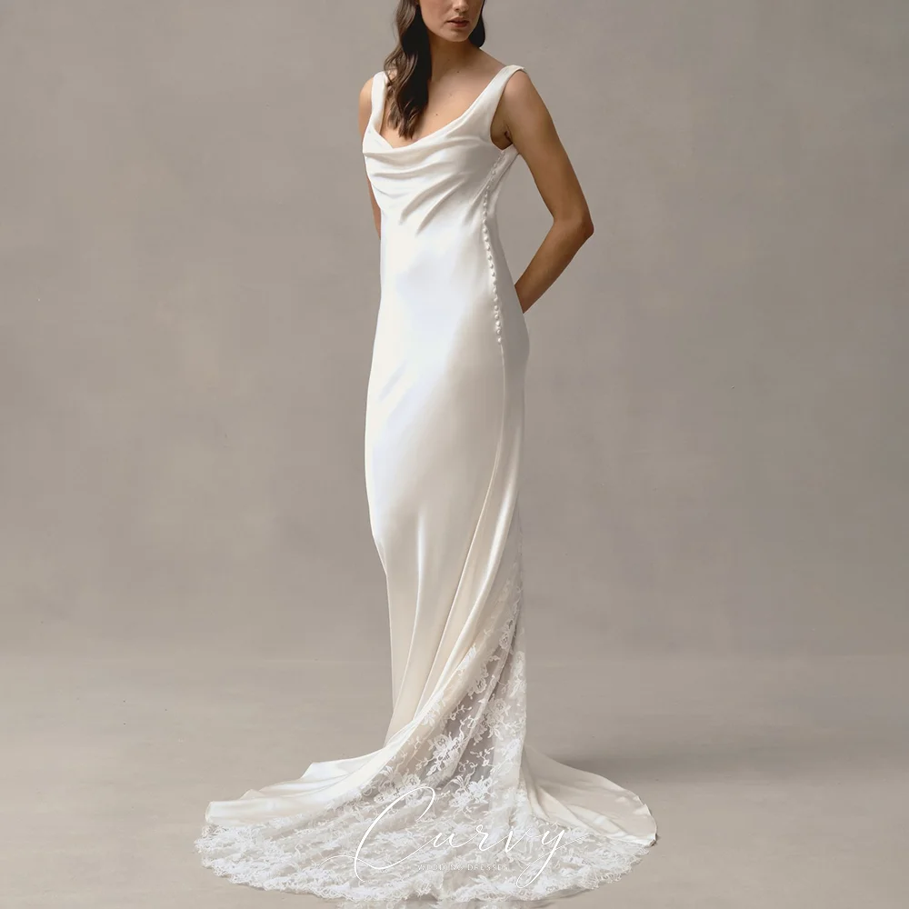 Curvy Elegant Intellectual Customized Wedding Dresses Satin Lace Mermaid Wedding Gown with Pearl Buttons for Women 2026
Curvy Elegant Intellectual Customized Wedding Dresses Satin Lace Mermaid Wedding Gown with Pearl Buttons for Women 2026