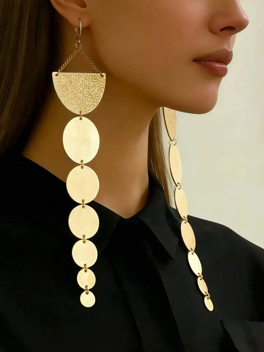 Exaggerated Gradient Round Disc Dangle Earrings Vintage Matte Glossy Long Drop Earrings For Evening Party
Exaggerated Gradient Round Disc Dangle Earrings Vintage Matte Glossy Long Drop Earrings For Evening Party