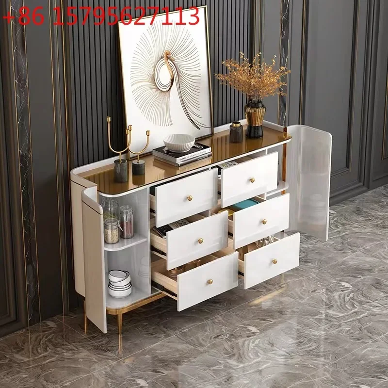 Light luxury rock slab glass dining side cabinet Modern solid wood door cabinet
Light luxury rock slab glass dining side cabinet Modern solid wood door cabinet