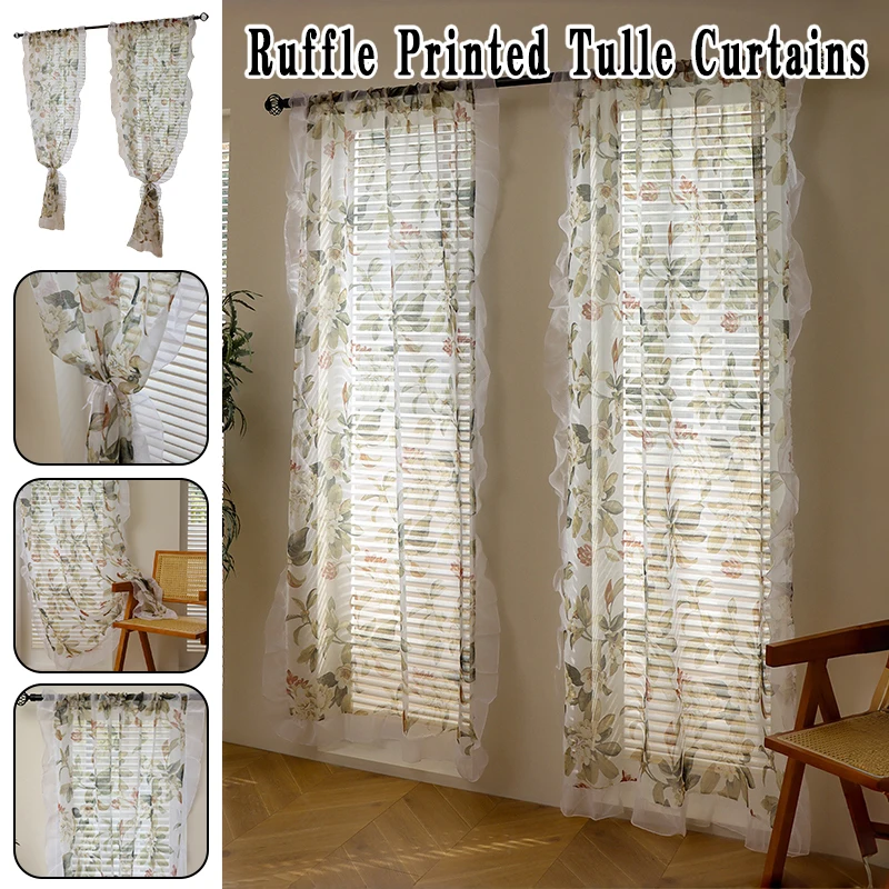 1PC Leaf Pastoral Style Printed Curtains Living Room Bedroom Window Decoration Tulle Curtains Lace Floral Selvage Flower Curtain
1PC Leaf Pastoral Style Printed Curtains Living Room Bedroom Window Decoration Tulle Curtains Lace Floral Selvage Flower Curtain