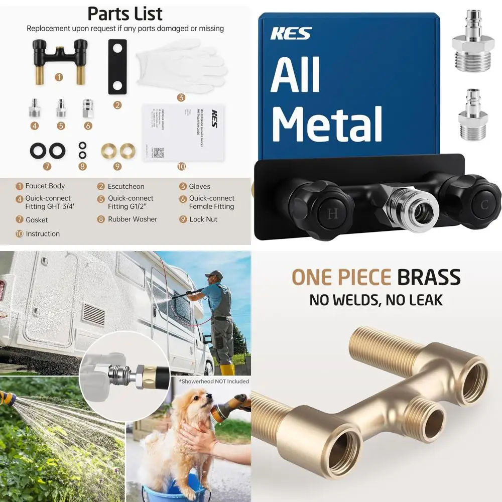 Stainless Steel RV Outdoor Shower Faucet with 18/8 Quick Connectors, 4 Leak-Free Camper Shower Valve (No Showerhead), Black
Stainless Steel RV Outdoor Shower Faucet with 18/8 Quick Connectors, 4 Leak-Free Camper Shower Valve (No Showerhead), Black