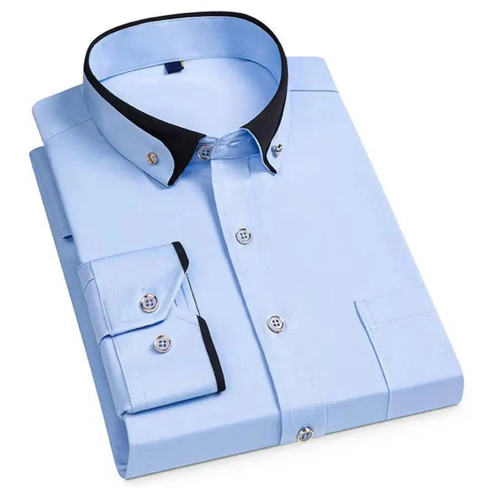 Men Top Contrast Color Lapel Men's Business Shirt Soft Breathable Office Top Plus Size Anti-wrinkle Mid Length Soft Business
Men Top Contrast Color Lapel Men's Business Shirt Soft Breathable Office Top Plus Size Anti-wrinkle Mid Length Soft Business
