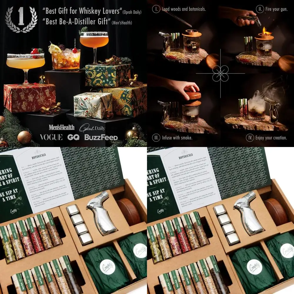 Эксклюзивный набор для копчения виски и коктейлей – высококачественное дерево и травы – 6 чипсов, 6 трав, 2 стакана, камни, горелка и дымоход – Pe
Эксклюзивный набор для копчения виски и коктейлей – высококачественное дерево и травы – 6 чипсов, 6 трав, 2 стакана, камни, горелка и дымоход – Pe