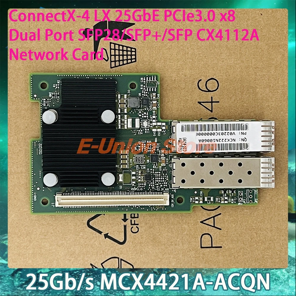25Gb/s MCX4421A-ACQN ConnectX-4 LX 25GbE PCIe3.0 x8 Dual Port SFP28/SFP+/SFP CX4112A PC Network Card InfiniBand NIC
25Gb/s MCX4421A-ACQN ConnectX-4 LX 25GbE PCIe3.0 x8 Dual Port SFP28/SFP+/SFP CX4112A PC Network Card InfiniBand NIC