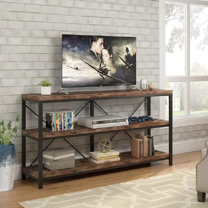55 Inches Long Sofa Table with Storage Shelves, 3 Tiers Industrial Rustic Console Table, Open TV Shelf for Living Room, Hallway
55 Inches Long Sofa Table with Storage Shelves, 3 Tiers Industrial Rustic Console Table, Open TV Shelf for Living Room, Hallway