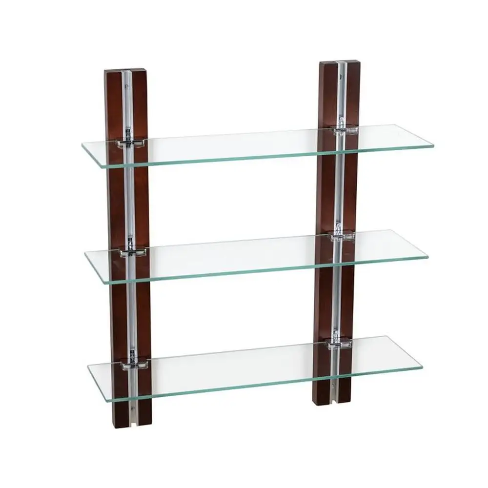 Adjustable 3-Tier Glass Wall Mount Shelf with Wooden Bars Modern Bathroom Space Saver Elegant Design Brown Dimensions
Adjustable 3-Tier Glass Wall Mount Shelf with Wooden Bars Modern Bathroom Space Saver Elegant Design Brown Dimensions