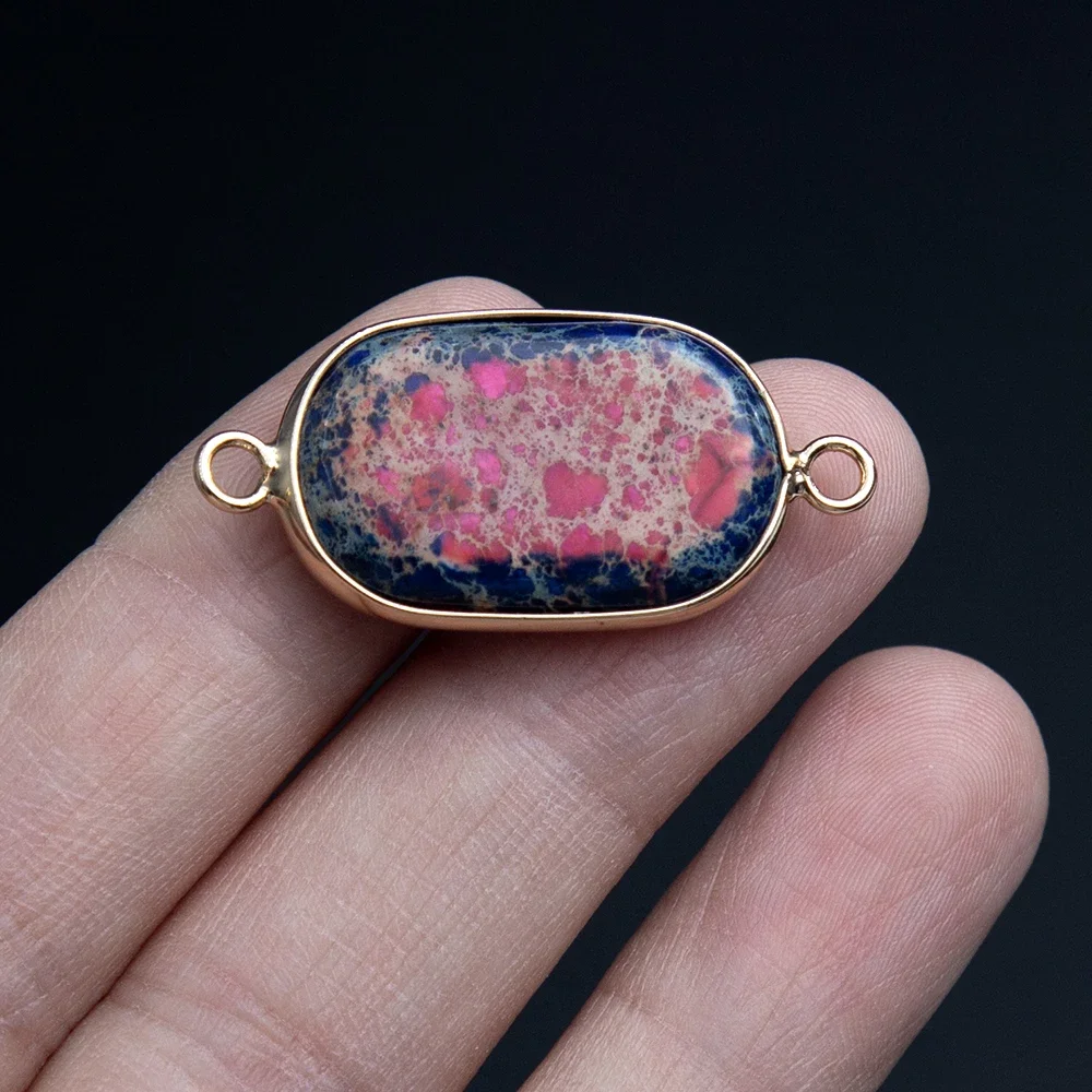 26x35mm 1PC Natural Stone Oval Shaped Connectors Charm Double Hole Connector Imperial Stone DIY Necklace Jewelry Accessories
26x35mm 1PC Natural Stone Oval Shaped Connectors Charm Double Hole Connector Imperial Stone DIY Necklace Jewelry Accessories