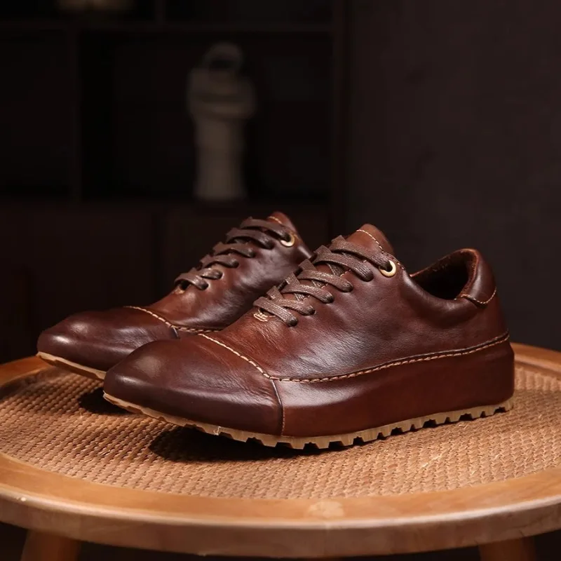 Handmade Luxury Genuine Leather Oxfords Men's Shoes Casual Retro Low-Top Sneakers Thick Soles Office Leather Shoes Male
Handmade Luxury Genuine Leather Oxfords Men's Shoes Casual Retro Low-Top Sneakers Thick Soles Office Leather Shoes Male
