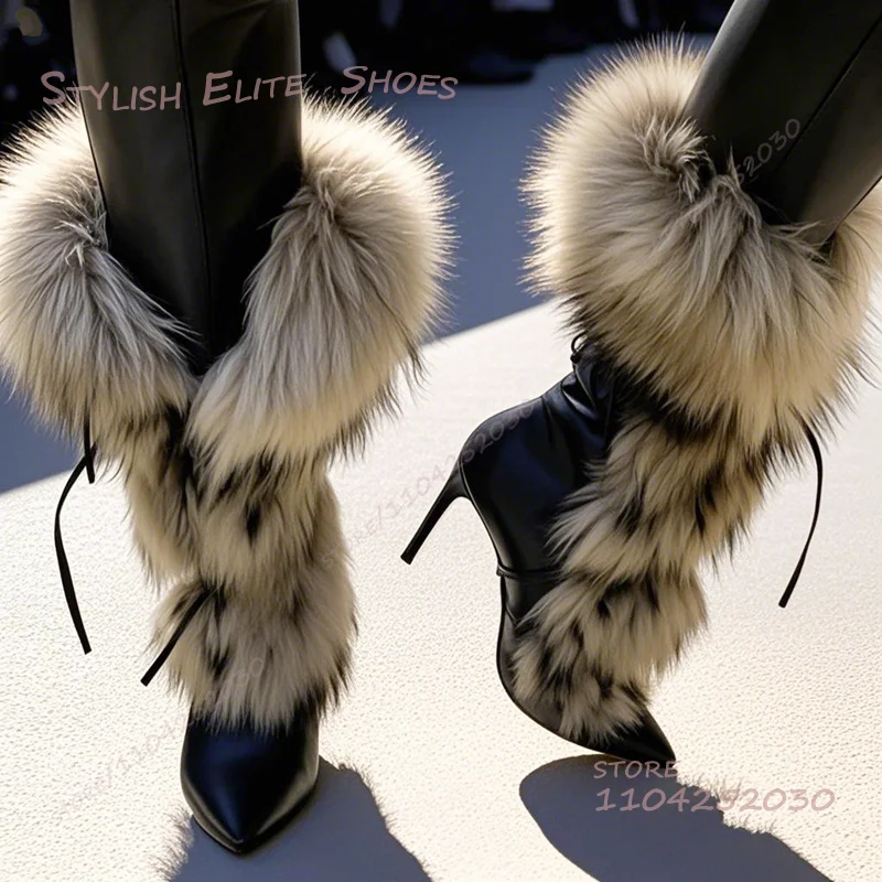 Hot Chick Street Long Tassel Hair Straps Black Boots Girls Cool Stilettos Pointed Toe White Feather Side Zipper Sexy Women Shoes
Hot Chick Street Long Tassel Hair Straps Black Boots Girls Cool Stilettos Pointed Toe White Feather Side Zipper Sexy Women Shoes