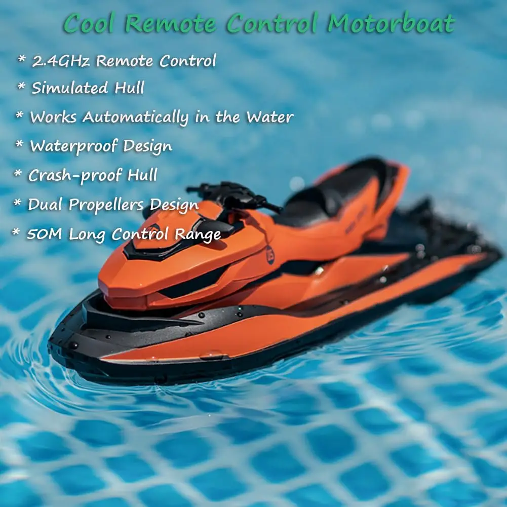 Mini Jet Ski High-Speed RC Motorboat 2.4G Remote Control Electric Boat for Kids double motor Summer Water Play Ideal as a gift
Mini Jet Ski High-Speed RC Motorboat 2.4G Remote Control Electric Boat for Kids double motor Summer Water Play Ideal as a gift