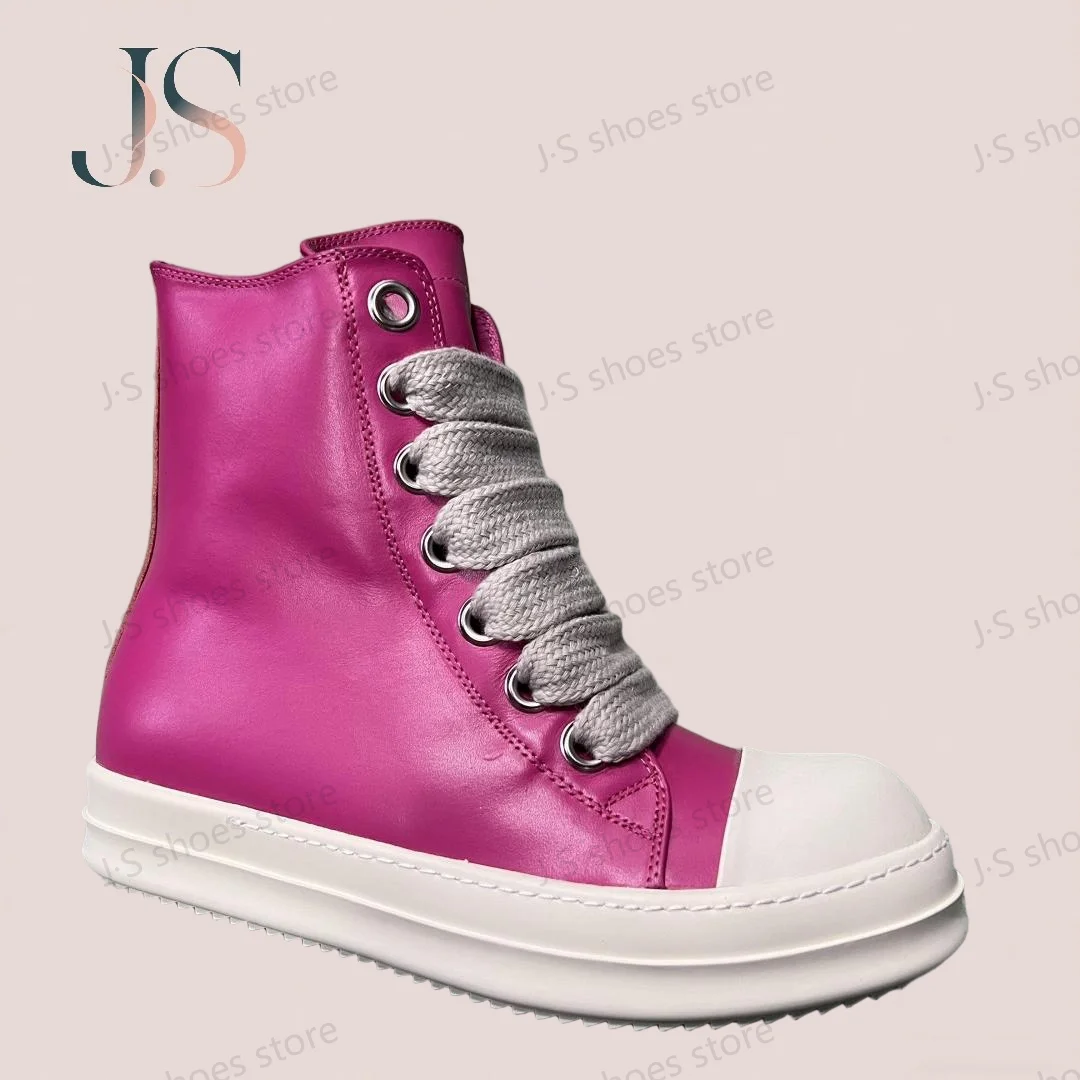 Ro Rose Pink Leather High Top Shoe Boots Cowhide Sneakers Men Shoes Zipper Women Casual Sneaker Jumbo Laces Genious Ankle Boot
Ro Rose Pink Leather High Top Shoe Boots Cowhide Sneakers Men Shoes Zipper Women Casual Sneaker Jumbo Laces Genious Ankle Boot