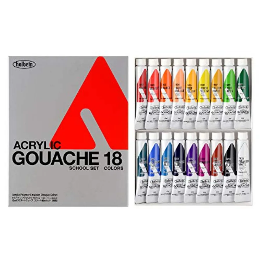 Acrylic Designer Gouache - Set of 18, 12 ml Tubes
Acrylic Designer Gouache - Set of 18, 12 ml Tubes