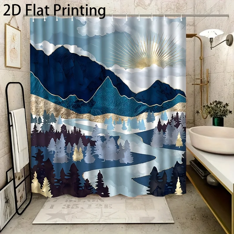 Scenic Mountain Landscape Nature Shower Curtain Blue Watercolor Print Waterproof Bathroom Decor Liner for Modern Home
Scenic Mountain Landscape Nature Shower Curtain Blue Watercolor Print Waterproof Bathroom Decor Liner for Modern Home