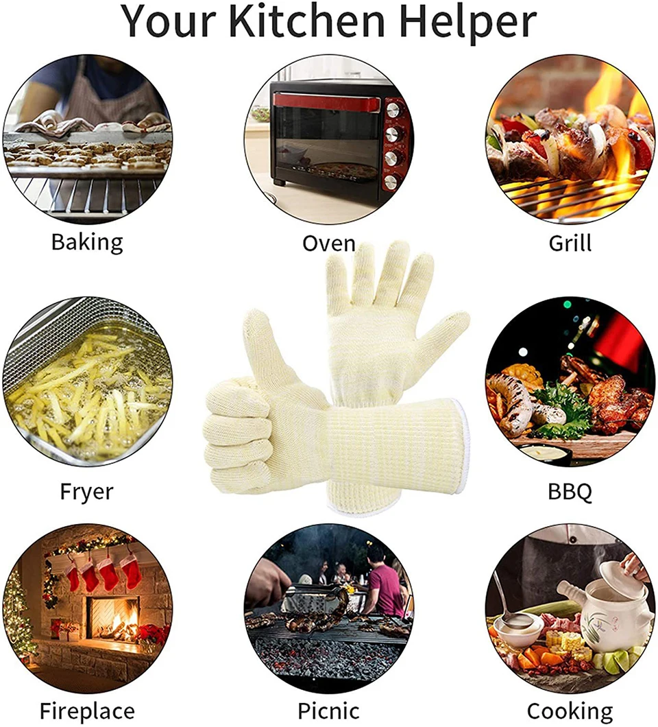 Heat Resistant Aramid Glove for BBQ & Oven, Up to 500°C, Anti-Slip & Excellent Thermal Insulation, Single Pack MO-733
Heat Resistant Aramid Glove for BBQ & Oven, Up to 500°C, Anti-Slip & Excellent Thermal Insulation, Single Pack MO-733