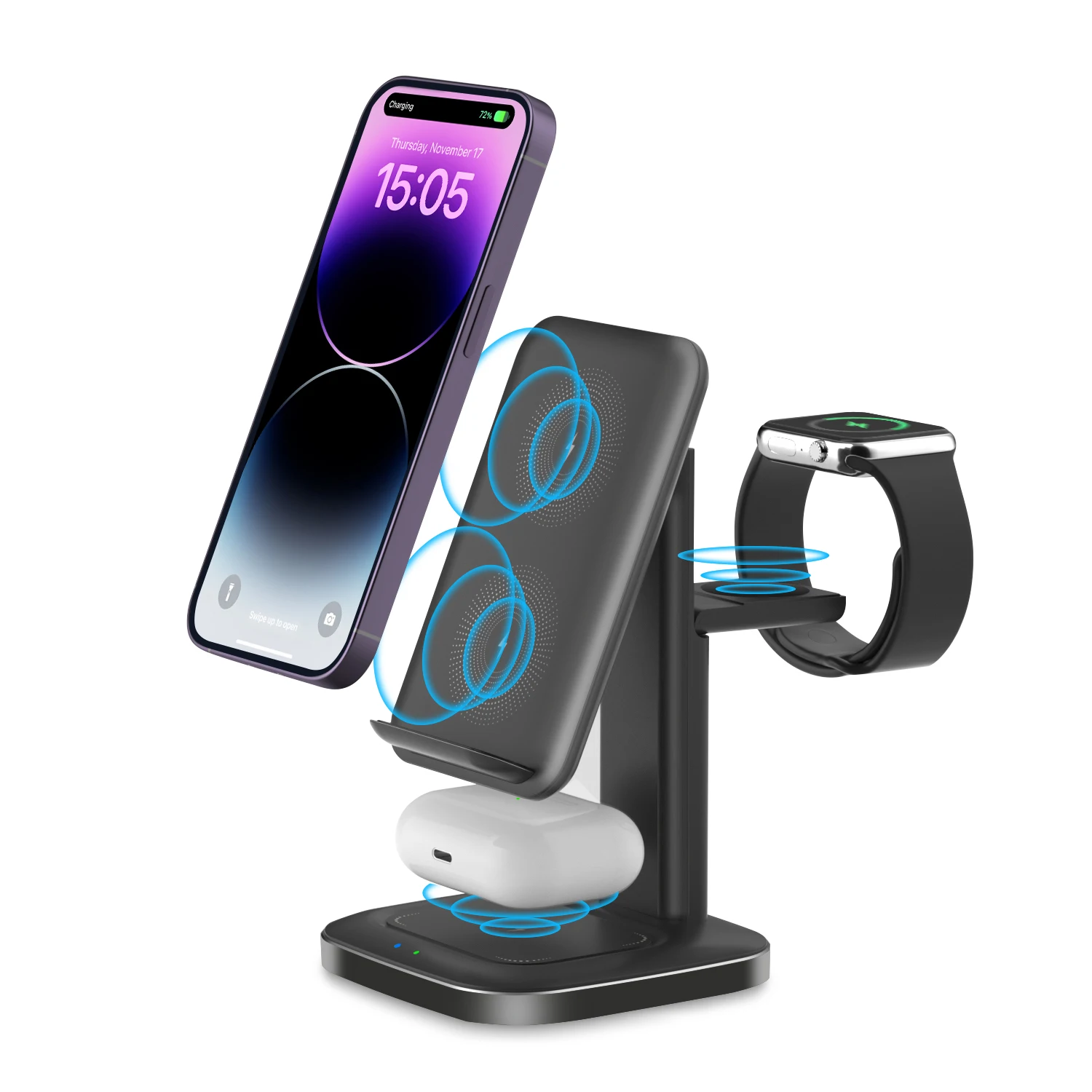 15W Wireless Charger Stand 3-in-1 Multipurpose 5V/1A Output Compatible for Android PD 3.0 9V/2A Input 7W-10W Power OTP
15W Wireless Charger Stand 3-in-1 Multipurpose 5V/1A Output Compatible for Android PD 3.0 9V/2A Input 7W-10W Power OTP