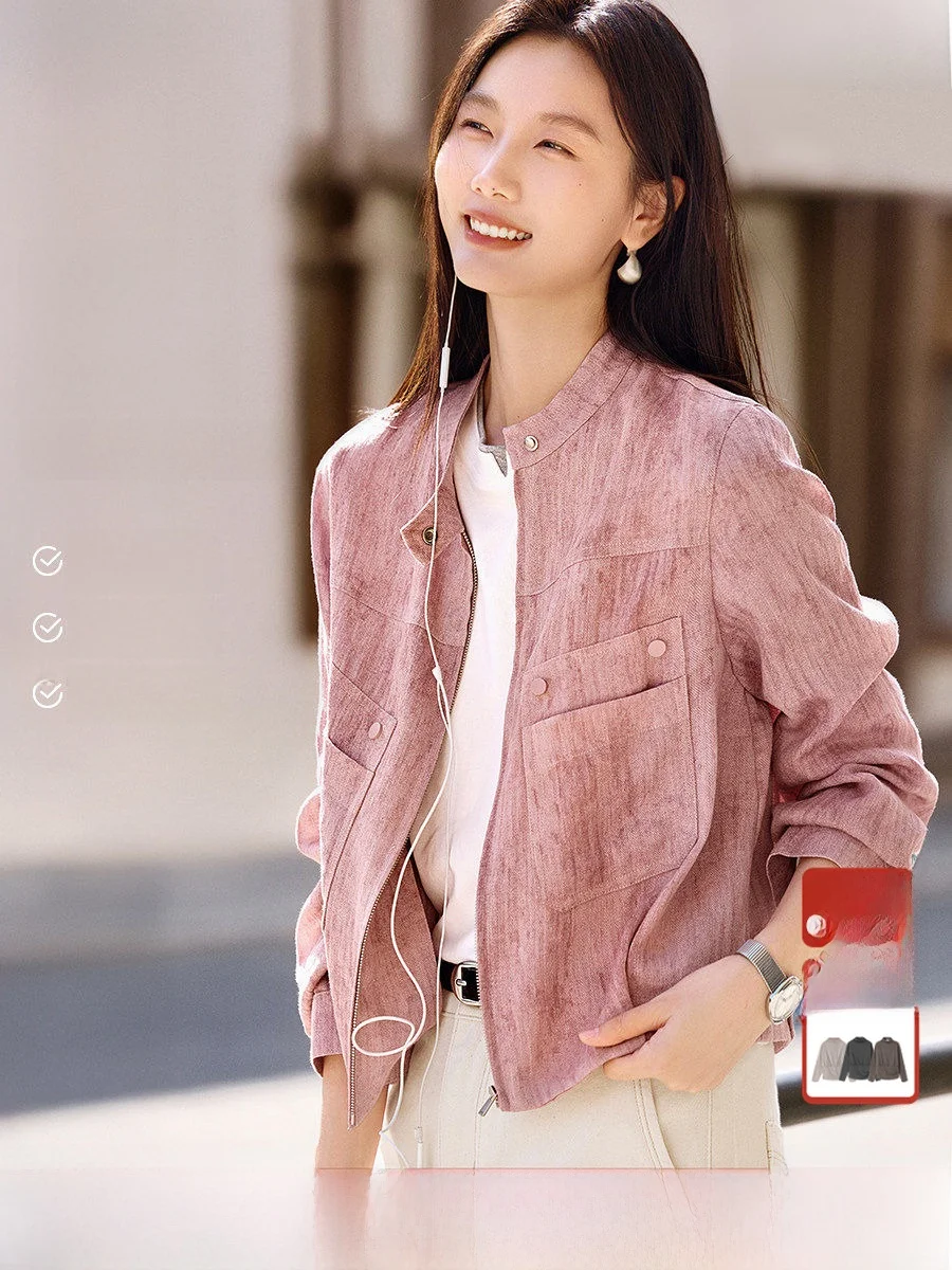 Ele Thin Linen Jaet Women's Spring 2026 Stand Collar Workwear Sle Top Quali Polyester Fiber Nylon Lycra Blend ort...
Ele Thin Linen Jaet Women's Spring 2026 Stand Collar Workwear Sle Top Quali Polyester Fiber Nylon Lycra Blend ort...