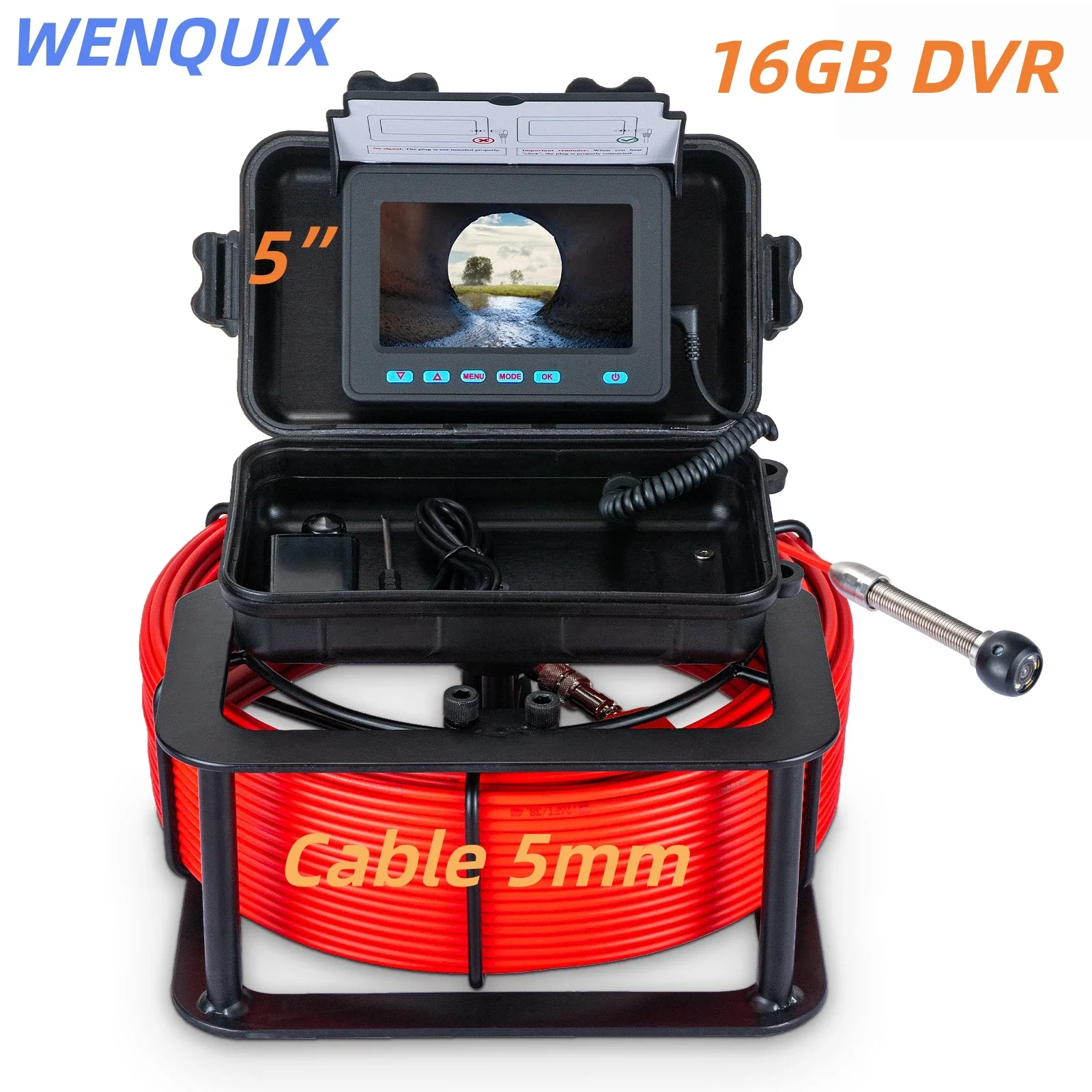 WENQUIX Sewer Pipe Inspection Camera 5inch HD Screen 23mm Camera 16GB DVR Video Recording 8500mAh Battery IP68 Cable 5mm
WENQUIX Sewer Pipe Inspection Camera 5inch HD Screen 23mm Camera 16GB DVR Video Recording 8500mAh Battery IP68 Cable 5mm
