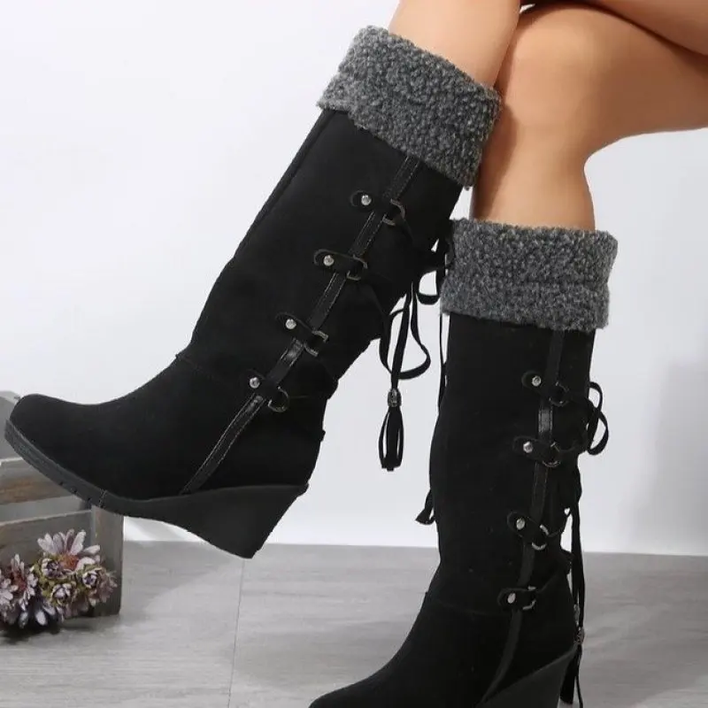 NEW Women's Winter Fashion Lace-up Tassel Long Boots Women Platform Wedge Snow High Boots Warm Cotton Fashion Plush Plus Size 42
NEW Women's Winter Fashion Lace-up Tassel Long Boots Women Platform Wedge Snow High Boots Warm Cotton Fashion Plush Plus Size 42