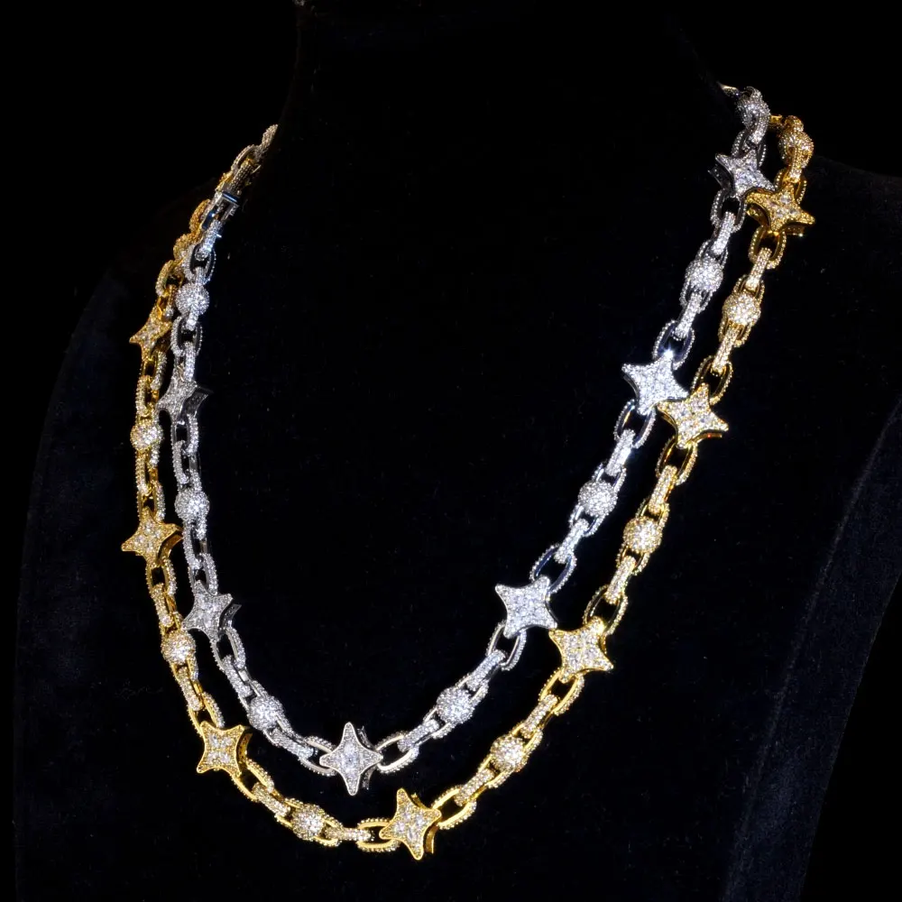ESKEEM Fashion Hip Hop Jewelry Fully Iced Out Necklace Bling CZ Oval Link Chain Round Zircon Beads Star Chain for Women and Men
ESKEEM Fashion Hip Hop Jewelry Fully Iced Out Necklace Bling CZ Oval Link Chain Round Zircon Beads Star Chain for Women and Men