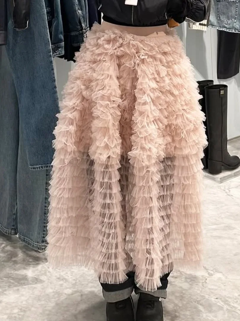 Korean Style Mesh Puffy Half Skirt Women's Spring Fashion Super Fairy Tale Cake Skirt Small Stature Elegance Long Skirt
Korean Style Mesh Puffy Half Skirt Women's Spring Fashion Super Fairy Tale Cake Skirt Small Stature Elegance Long Skirt