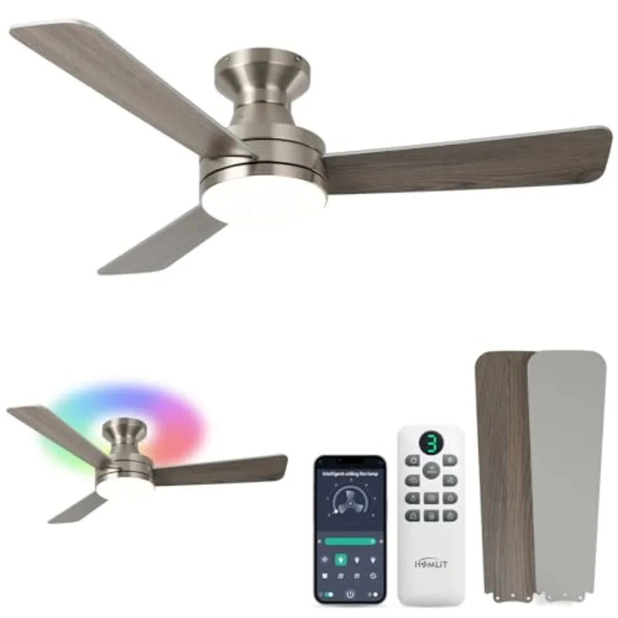42 inch RGB ceiling fan with light for home office and party, ABS plastic body, black color, smart app remote control, music sy
42 inch RGB ceiling fan with light for home office and party, ABS plastic body, black color, smart app remote control, music sy