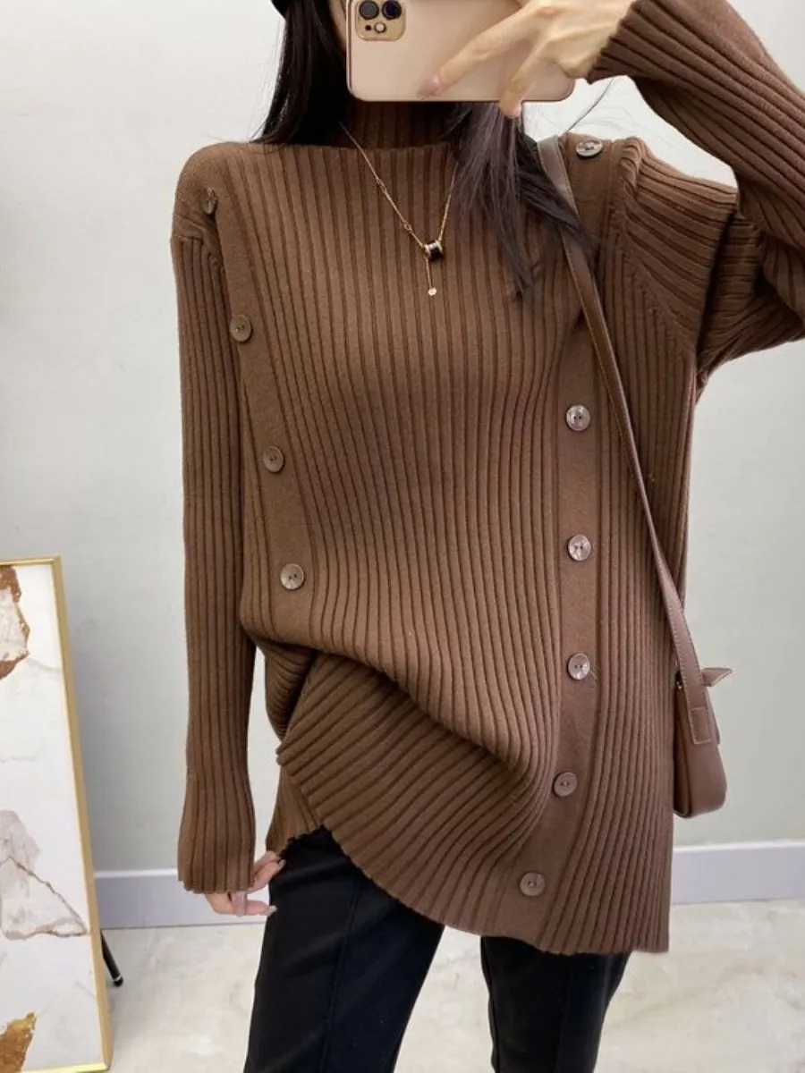 Autumn Winter Women's Loose Knitted Sweater Half High Collar Inner Wear Ensemble Elegant Design Mid-Length Knitwear Set
Autumn Winter Women's Loose Knitted Sweater Half High Collar Inner Wear Ensemble Elegant Design Mid-Length Knitwear Set