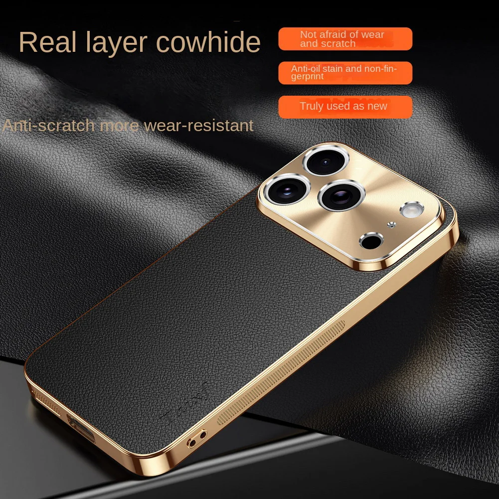 Luxury Electroplated First Layer of Cowhide Lychee Texture Case For iPhone 17 Pro Max Air 16e 16 15 Pro 14 13 Lens Protect Cover
Luxury Electroplated First Layer of Cowhide Lychee Texture Case For iPhone 17 Pro Max Air 16e 16 15 Pro 14 13 Lens Protect Cover