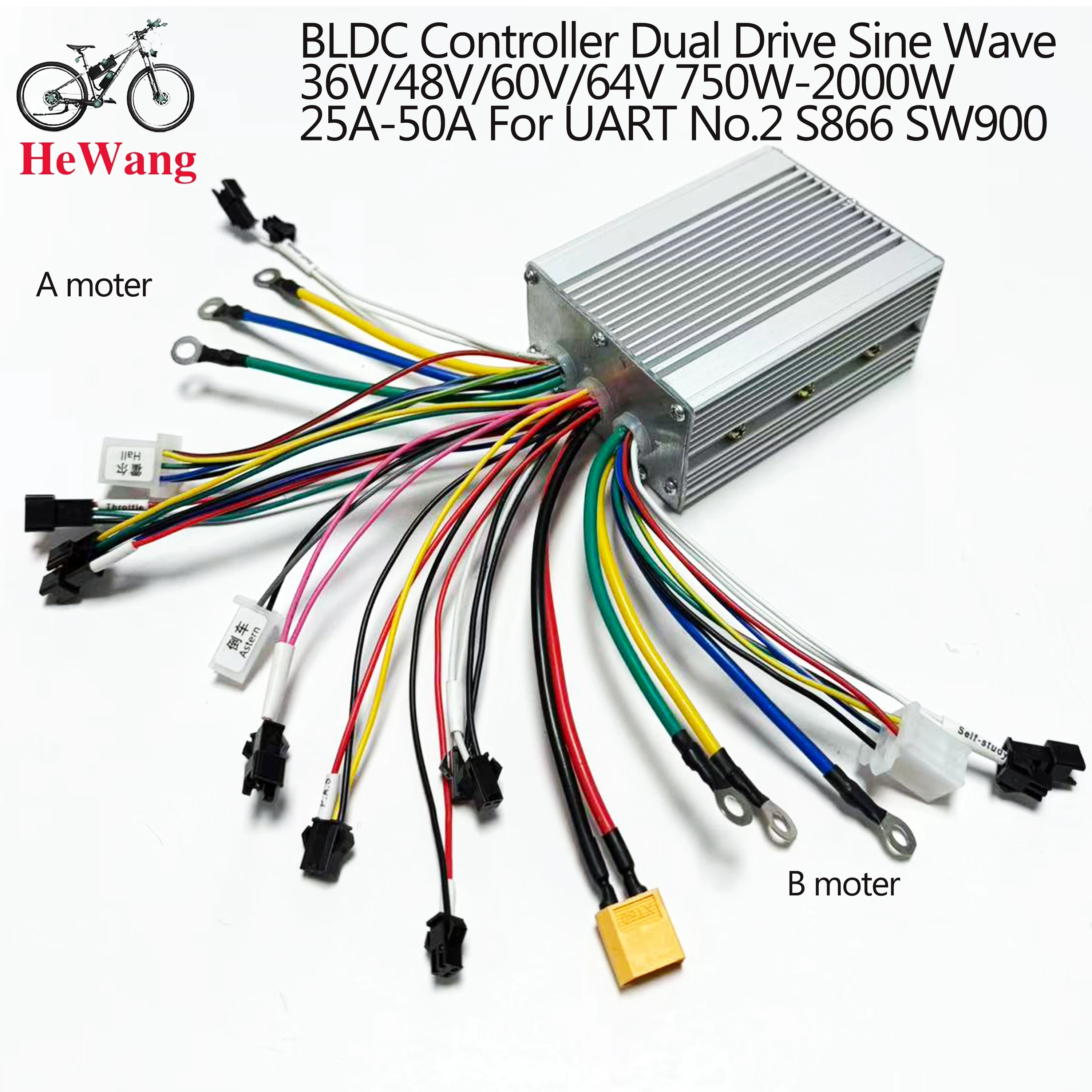 350W-2000W BLDC Controller Dual Drive Sine Wave Ebike Controller 25A*2 36V/48V/60V/64V For SW900, S866, TF-100 E-Scooter repair
350W-2000W BLDC Controller Dual Drive Sine Wave Ebike Controller 25A*2 36V/48V/60V/64V For SW900, S866, TF-100 E-Scooter repair