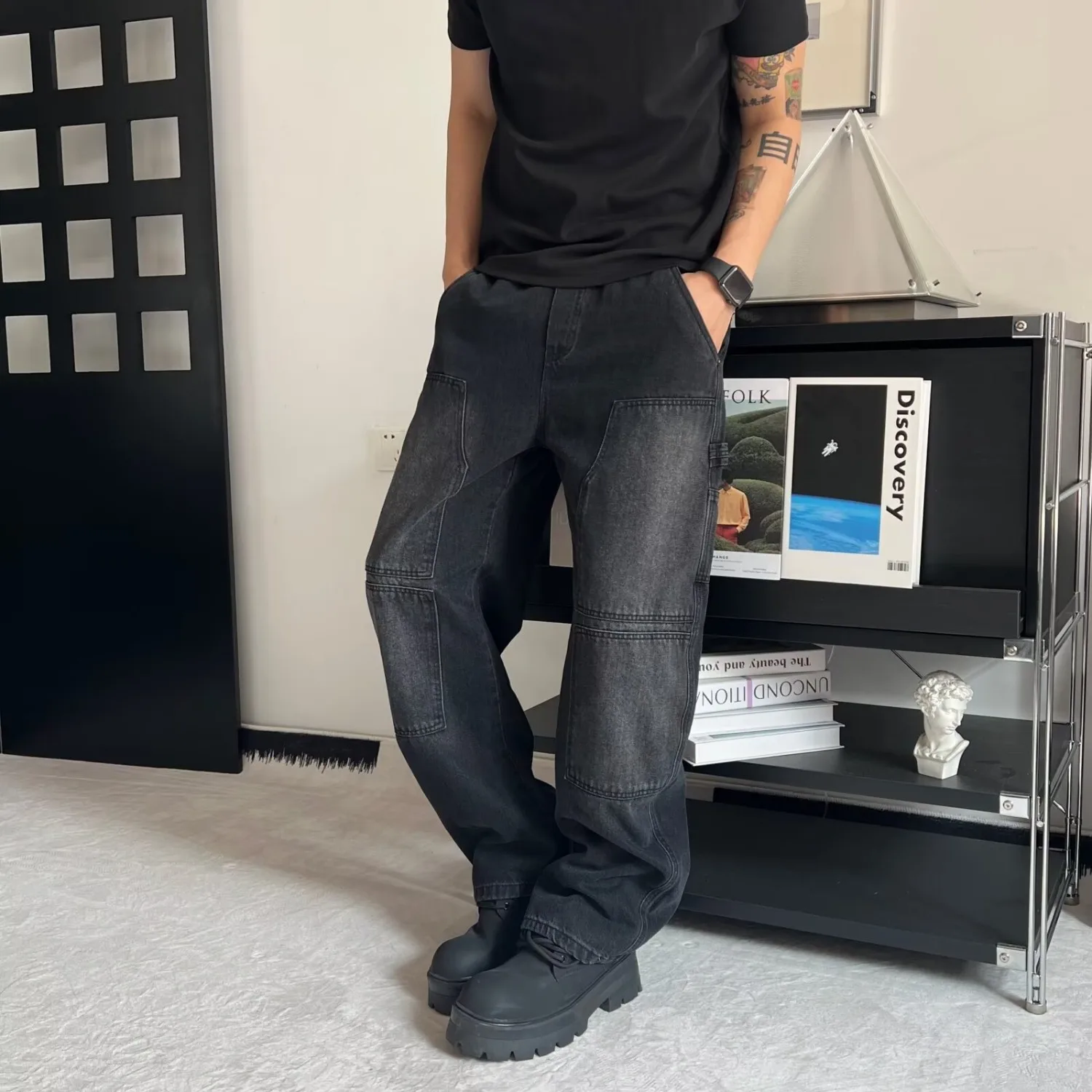 Fall Winter Loose Wide Leg Men's Jeans Casual Straight Leg Torn Waed out Long Pants Vintage Sle Polyester Fiber
Fall Winter Loose Wide Leg Men's Jeans Casual Straight Leg Torn Waed out Long Pants Vintage Sle Polyester Fiber