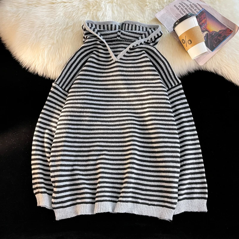 Striped Sweater Men's Autumn Korean Fashion Loose Trend Hooded Pullover 2023 Striped Long Sleeve Casual Male Tops Sweaters B77
Striped Sweater Men's Autumn Korean Fashion Loose Trend Hooded Pullover 2023 Striped Long Sleeve Casual Male Tops Sweaters B77