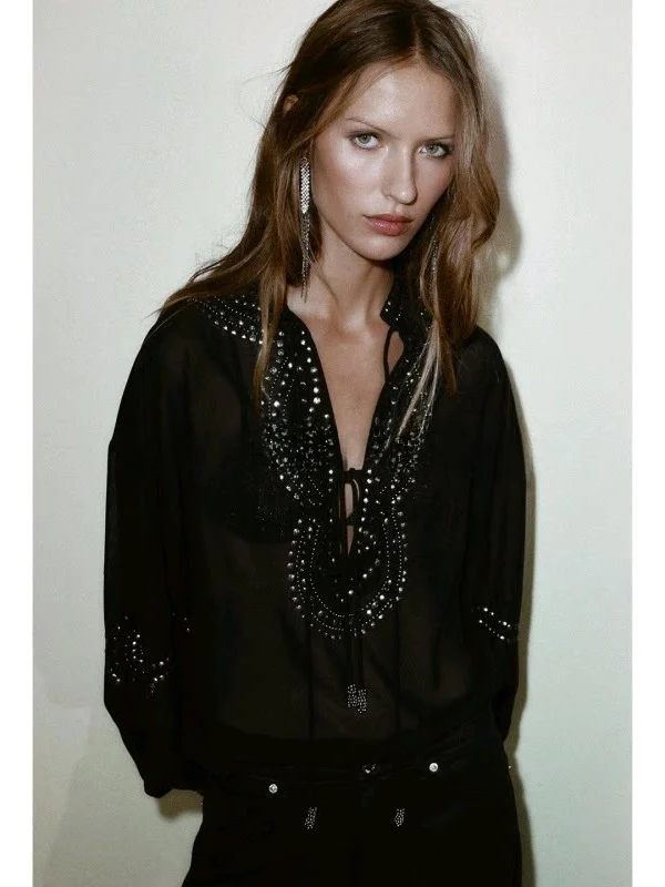 Fashionable Loose Beaded Sequin Semi-Transparent Women's Shirt ZA26 Summer New Arrival Breathable Long Sleeve V-Neck Lantern ...
Fashionable Loose Beaded Sequin Semi-Transparent Women's Shirt ZA26 Summer New Arrival Breathable Long Sleeve V-Neck Lantern ...