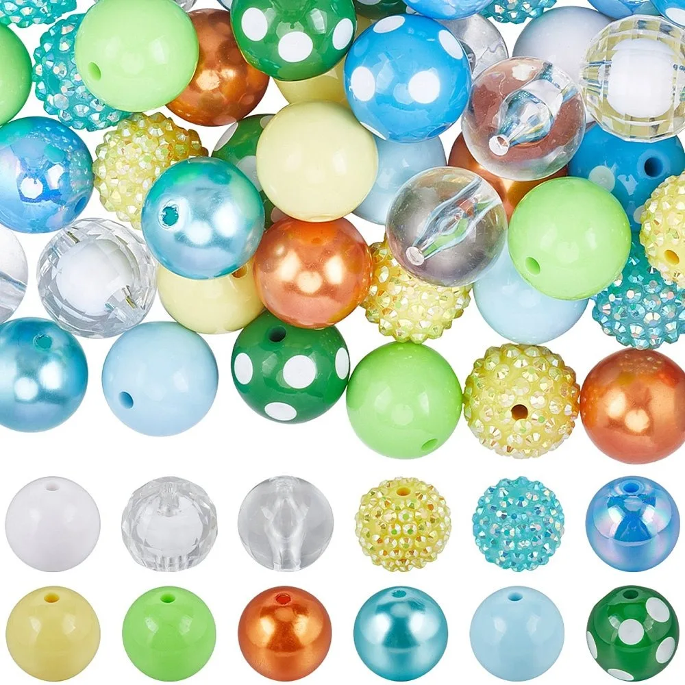 60pcs 12 styles DIY Acrylic Plastic Round Beads Jewelry Making Findings Kit Light Blue 19~20x18~19mm Hole: 2~3mm 5Pcs/style
60pcs 12 styles DIY Acrylic Plastic Round Beads Jewelry Making Findings Kit Light Blue 19~20x18~19mm Hole: 2~3mm 5Pcs/style