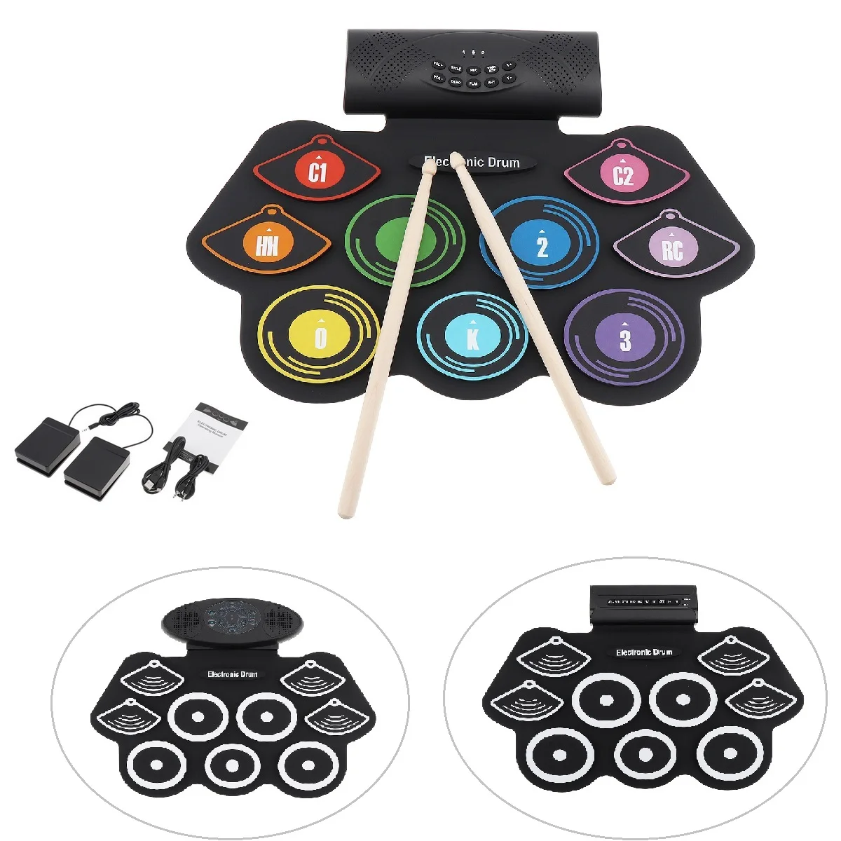 9 Pads Electronic Roll up Thicken Silicone Drum Electric Drum Kits with Drumsticks and Sustain Pedal 3 Types for Optional
9 Pads Electronic Roll up Thicken Silicone Drum Electric Drum Kits with Drumsticks and Sustain Pedal 3 Types for Optional