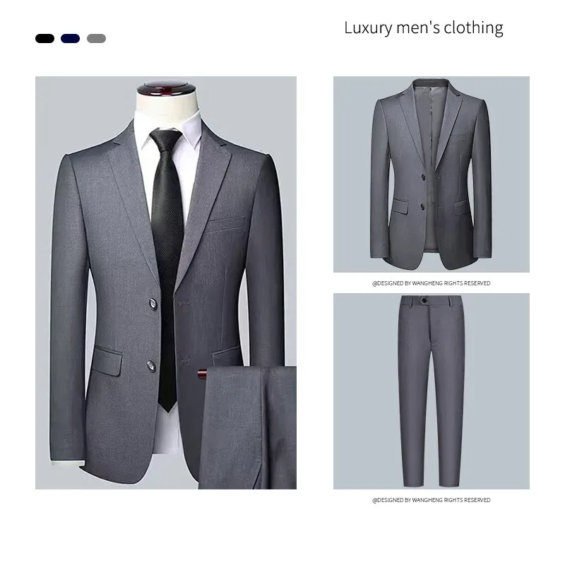 S-7XL Suit (Blazer+trousers) Premium Men's Fashion Gentleman Business Solid-color British-style Banquet Host Casual Wedding Suit
S-7XL Suit (Blazer+trousers) Premium Men's Fashion Gentleman Business Solid-color British-style Banquet Host Casual Wedding Suit