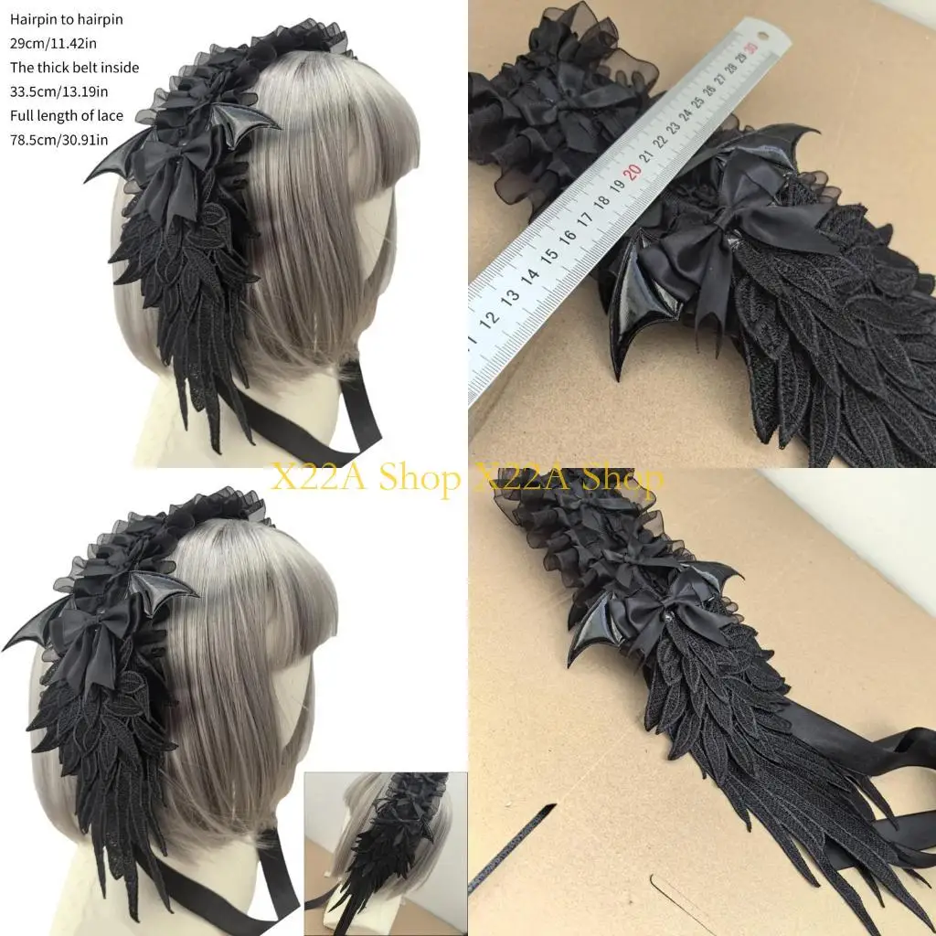 Unique Decorative Lace Headband with Wing Stylish Hair Ornament for Lolita Enthusiasts
Unique Decorative Lace Headband with Wing Stylish Hair Ornament for Lolita Enthusiasts