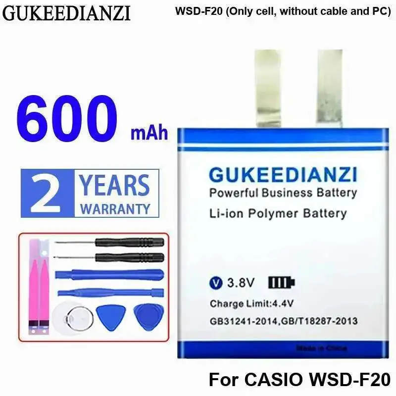 Долговечная батарея для умных часов 600 мАч для Casio Wsd-F20, только ячейка, без кабеля и ПК, высокая производительность
Долговечная батарея для умных часов 600 мАч для Casio Wsd-F20, только ячейка, без кабеля и ПК, высокая производительность