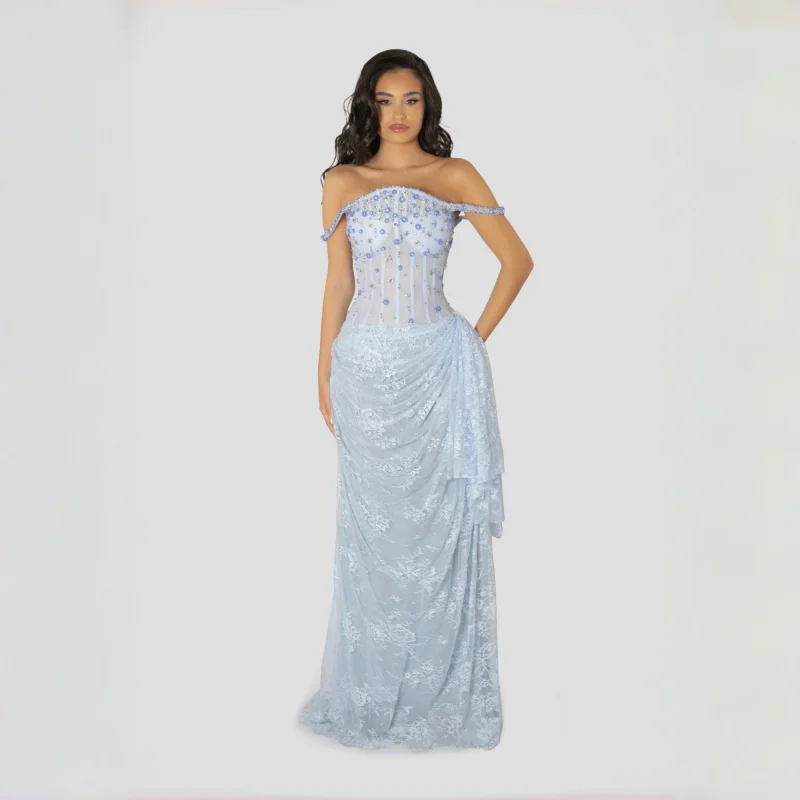 Stylish Lace Appliques Evening Dress Off the Shoulder Rhinestones High Slit Dreamy Dresses Mermaid Pageant Robes De Soiree
Stylish Lace Appliques Evening Dress Off the Shoulder Rhinestones High Slit Dreamy Dresses Mermaid Pageant Robes De Soiree