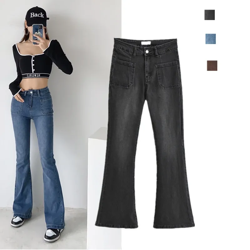 High Waist Bell Bot Jeans Front ket Design Sensation Small Cro Elastic Denim Pants Vintage Slimming Tall Street Sle
High Waist Bell Bot Jeans Front ket Design Sensation Small Cro Elastic Denim Pants Vintage Slimming Tall Street Sle
