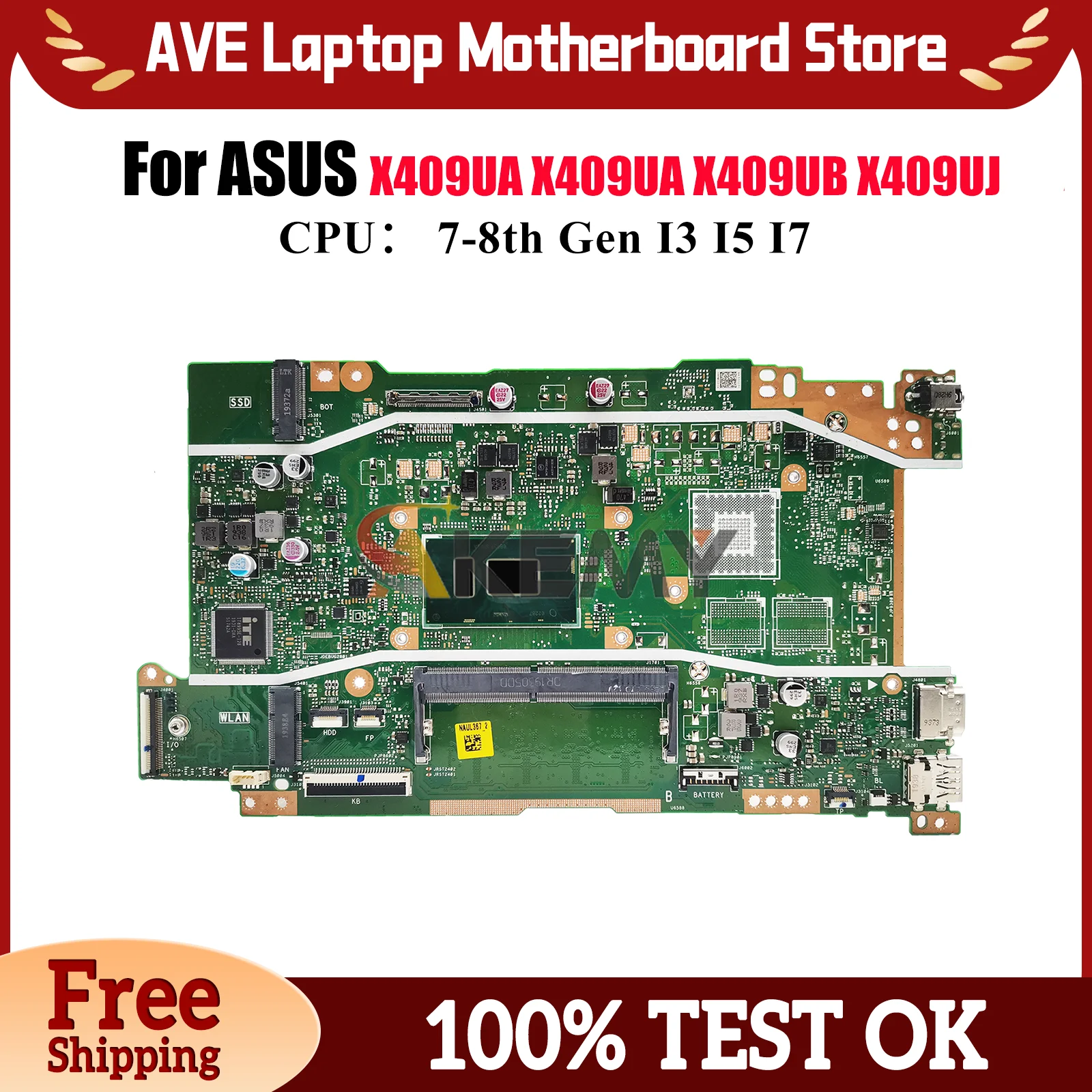 Материнская плата для ноутбука X409UA ASUS VivoBook F409U A409U X409UJ X409U F509U X409UA X409UB A509U, материнская плата I3 I5 I7, тест процессора ОК
Материнская плата для ноутбука X409UA ASUS VivoBook F409U A409U X409UJ X409U F509U X409UA X409UB A509U, материнская плата I3 I5 I7, тест процессора ОК